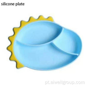 Placa de jantar prato de silicone de desenho de dinossauro